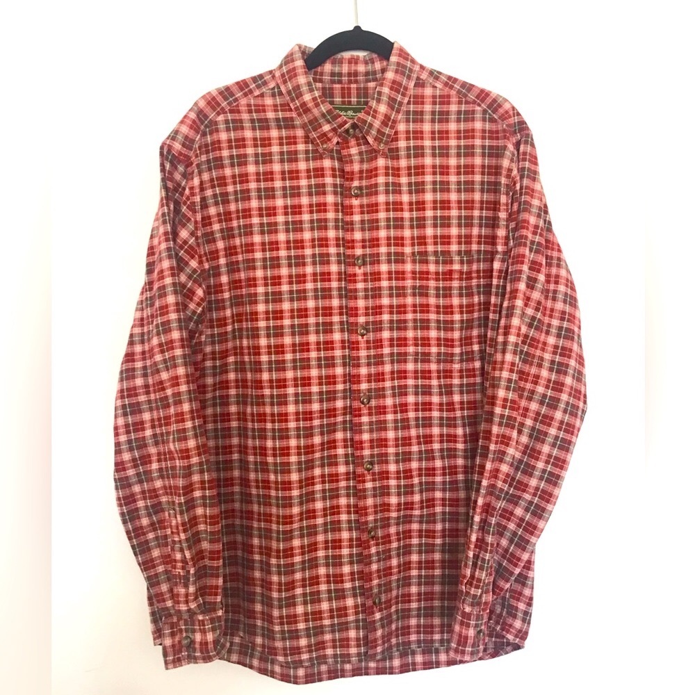 Eddie Bauer Flannel Plaid Shirt Mens Large Tall - Picture 4 of 5
